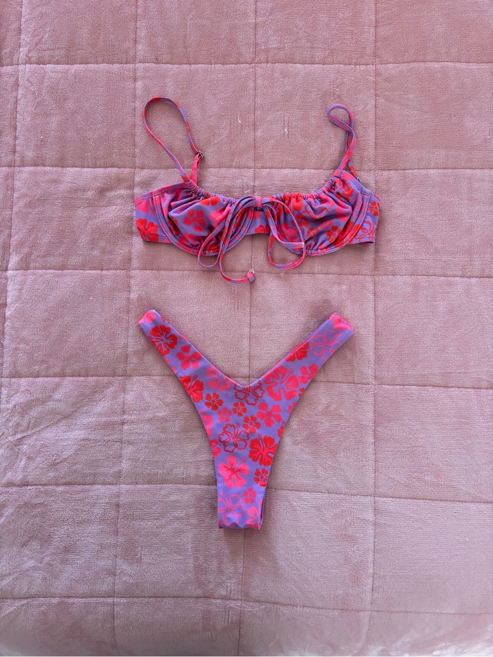 Kulani Kinis Pink and Purple Floral Two-Piece Swim Set
